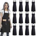 thumbnail image 1 of 12 Pack Black Bib Aprons With 2 Pockets - Unisex, 1 of 5