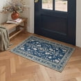 thumbnail image 4 of DEORAB 2x7 Area Rugs for Hallway Runner Machine Washable Non Slip Low Pile Vintage Floral Print Rug for Laundry Room Bedroom Bathroom Entryway Dusty Navy Blue, 4 of 4