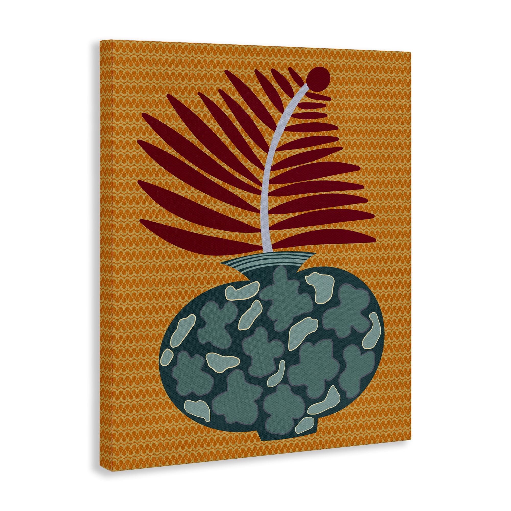 Stupell Industries Modern Vase on Yellow Plants & Flowers Painting Wrapped Canvas Art Print Wall Art, 16 x 20