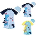 thumbnail image 4 of Odeerbi 2-15 Años Traje de Baño de Entrenamiento Deportivo de Una Pieza Para Niños Con Gorro de Baño Cap Set Summer Beach Surfing Swimsuit Cute Dinosaur Beachwear Swim Jumpsuit, 4 of 4