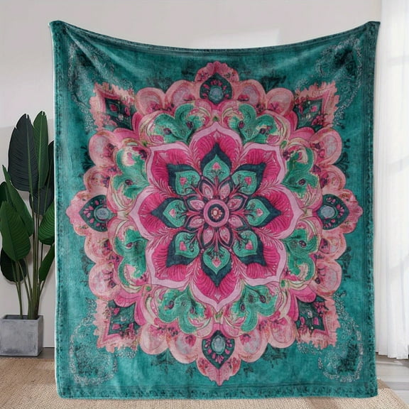 A Blanket Featuring a Vintage Bohemian Mandala Print, Warm, Cozy, And Soft, Suitable for Sofas, Beds, Cars, Offices, And Camping Trips, Making It a Perfect Gift for Any Season.