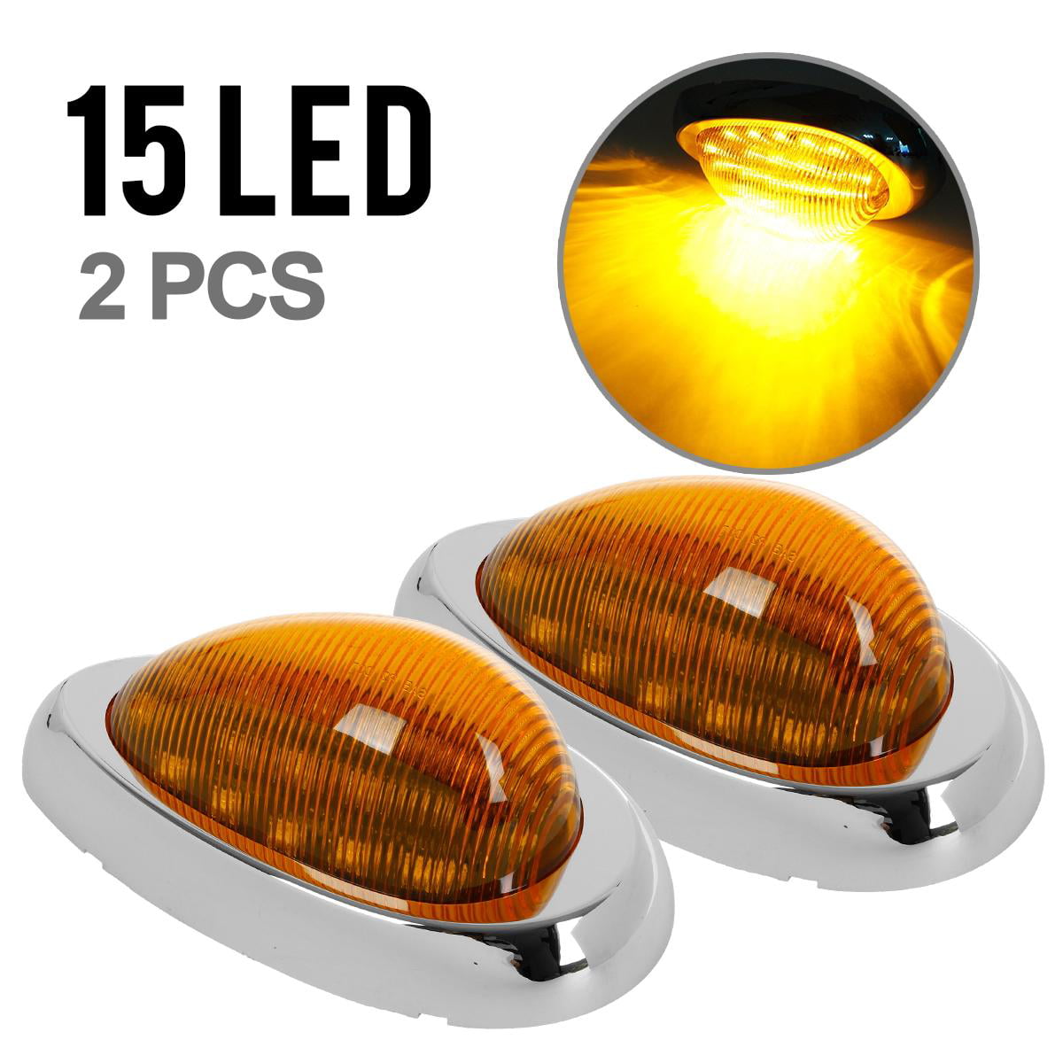 2x Clear/Amber 6" 15 Led Side Marker Turn Signal Light For Freightliner Century 