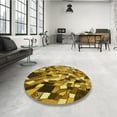 thumbnail image 4 of Ahgly Company Machine Washable Indoor Round Transitional Yellow Area Rugs, 7' Round, 4 of 7