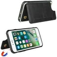 thumbnail image 3 of Wallet Case with Card Holder for iPhone7Plus iPhone8Plus,PU Leather Flip Case with Snap Button,Protective Bumper Phone Cover[Shockproof] Back Flip Cover with Lanyard Card Pocket-Black, 3 of 7