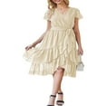 thumbnail image 2 of POINTERTECK Femmes Boho Manches Courtes V Robe de Cou Casual Ruffle Wrap Swing Plage Robe de Soirée en Mousseline de Soie d'Été avec Ceinture, 2 of 5