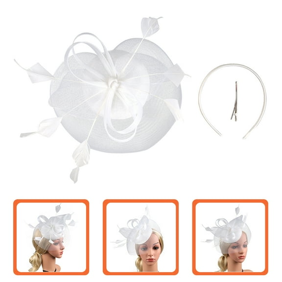 GOOHOCHY Gauze Fascinator Hat with Silk Cloth Artificial Plume 1Pcs for Women Elegant Tea Party