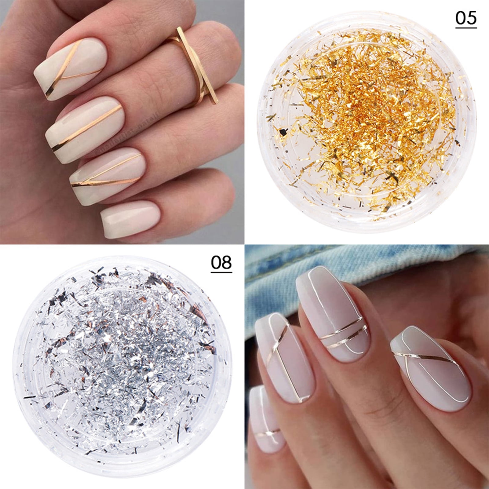 Yinguo Tinfoil Foil Nail Decoration Gold Foil Silver Foil Nail Nail Color  Gold And Silver Foil Paper DIY Nail Stickers Ladies Nail Salon Nail  Stickers For Women 