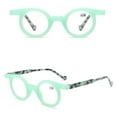 thumbnail image 4 of Women Green Small Round Reading Glasses 3.50 Men Retro Personalized Spring Hinges Candy Color Presbyopic Glasses +3.50, 4 of 5
