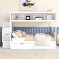 thumbnail image 2 of Bellemave Twin Over Full Bunk Bed with Stairs, Solid Wood Bunk Bed with 2 Drawers and 6 Storage Shelves, Stairway Bunk Beds for Teens Adults (White), 2 of 8