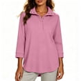 thumbnail image 3 of Sweatshirt for Women Dqueduo Women's Fall/Winter Casual Lapel Button-Front Sweatshirt – Three-Quarter Sleeves Pink L, 3 of 10
