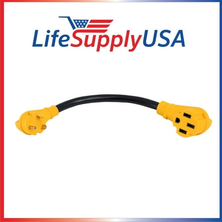 500 Pack - STW 10AWG 18" 30M/50F Heavy Duty Electrical Adapter for RV with Handle, Male: 30AMP TT-30 to Female: 50AMP ; NEMA 14-50