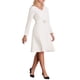 thumbnail image 2 of Vestido de trabajo elegante de mujer con cuello en V, mangas largas, con cinturón y corte acampanado XL color crema blanco, 2 of 5