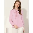 thumbnail image 2 of DARING DIVA Women's Contrast Color Button Down Long Sleeve Tie Neck Shirt XL Pink, 2 of 6