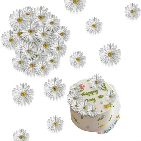 OUNONA White Paper Daisy Flower Cake Decoration for Wedding Birthday and Bridal Shower