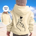 thumbnail image 6 of Oiyii Tween Girl's Minimal Graphic Hoodie Long Sleeve Heart Hand Line Print Hooded Sweatshirt Outdoor Pullover Top,Beige, 6 of 6
