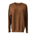 thumbnail image 5 of Sweatshirts for Women Crew Neck Khaki Solid Color Long Sleeve Hoodless Loose Blouse 2025 Fall Fashion Outfits Clothes, 5 of 5