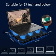 COOLCOLD 15.6-17.3 Laptop Cooling Pad with 6 Quiet Fans 2 USB Port- Laptop Cooler for Notebook Gaming Fan Stable Stand - Portable Ultra Slim Laptop Cooling Pad - Switch Control Fan Speed Function