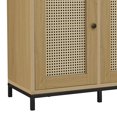 thumbnail image 7 of ModFusion Rattan Buffet Cabinet, 4 Door Closed Storage Shelves, Wood 65 Inch TV Stand, Metal Feet, Pantry Organizer, Caning Sideboard, Brown Natural Wood, 7 of 7