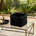 thumbnail image 4 of Cesta decorativa tejida en macramé, cesta organizadora multiusos para estanterías y armarios. Negro, 4 of 6