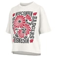thumbnail image 2 of Women's Pressbox  White Wisconsin Badgers Elena Oversized Slub T-Shirt, 2 of 3
