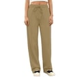 thumbnail image 7 of Wide Leg Sweatpants Womens Vintage Drawstring Elastic Waisted Sweat Pants Fashion Baggy Lounge Pants with Pockets 28" 29" Inseam Light Brown XL, 7 of 7