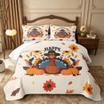 thumbnail image 2 of Erosebridal Thanksgiving Turkey Twin Quilt Set 2 Pieces,Autumn Pumpkin Flowers Twin Coverlet Set,Beige,1 Bedspread and 1 Pillowcase, 2 of 7