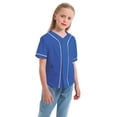 thumbnail image 5 of GiLiling Kids Baseball Jersey Button Down Solid Color Short Sleeve Shirt Hipster Hip Hop Active Team Sports Uniform (Blue, 4-5 Years), 5 of 7