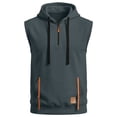 thumbnail image 4 of Sleeveless Hoodies for Men with Zipper and Pocket Pullover Tank Tops Mens Casual Solid Color Breathable Streetwear Athletic Workout Vests, 4 of 4