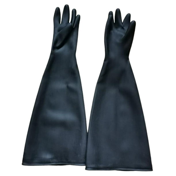 Guantes resistentes a productos químicos, guantes de goma Industrial de trabajo de gran resistencia 25,6 "Negro 1 par