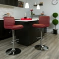 thumbnail image 2 of Flash Furniture Marietta 2 Pk. Contemporary Burgundy Vinyl Adjustable Height Barstool with Rolled Seat and Chrome Base, 2 of 8