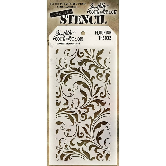 Tim Holtz Layered Stencil 4.125"X8.5"-Flourish