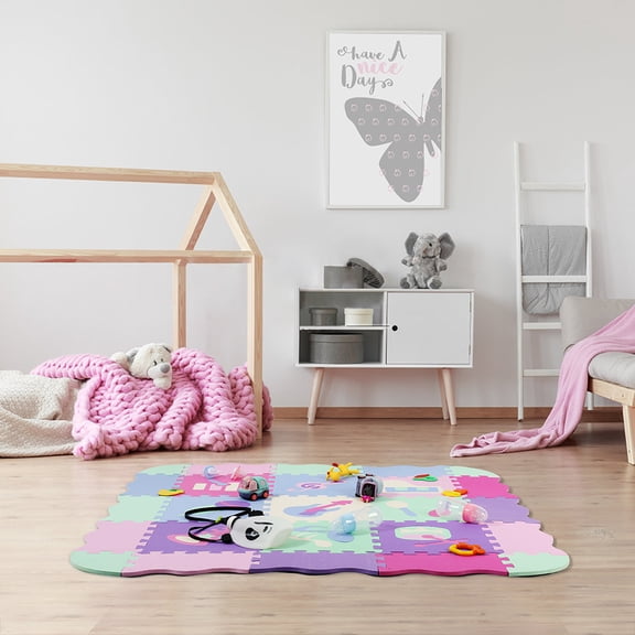 25 Piece Foam Jigsaw Puzzles for Kids, Floor Mats, Foam Mats, Baby Crawling Mat Fence