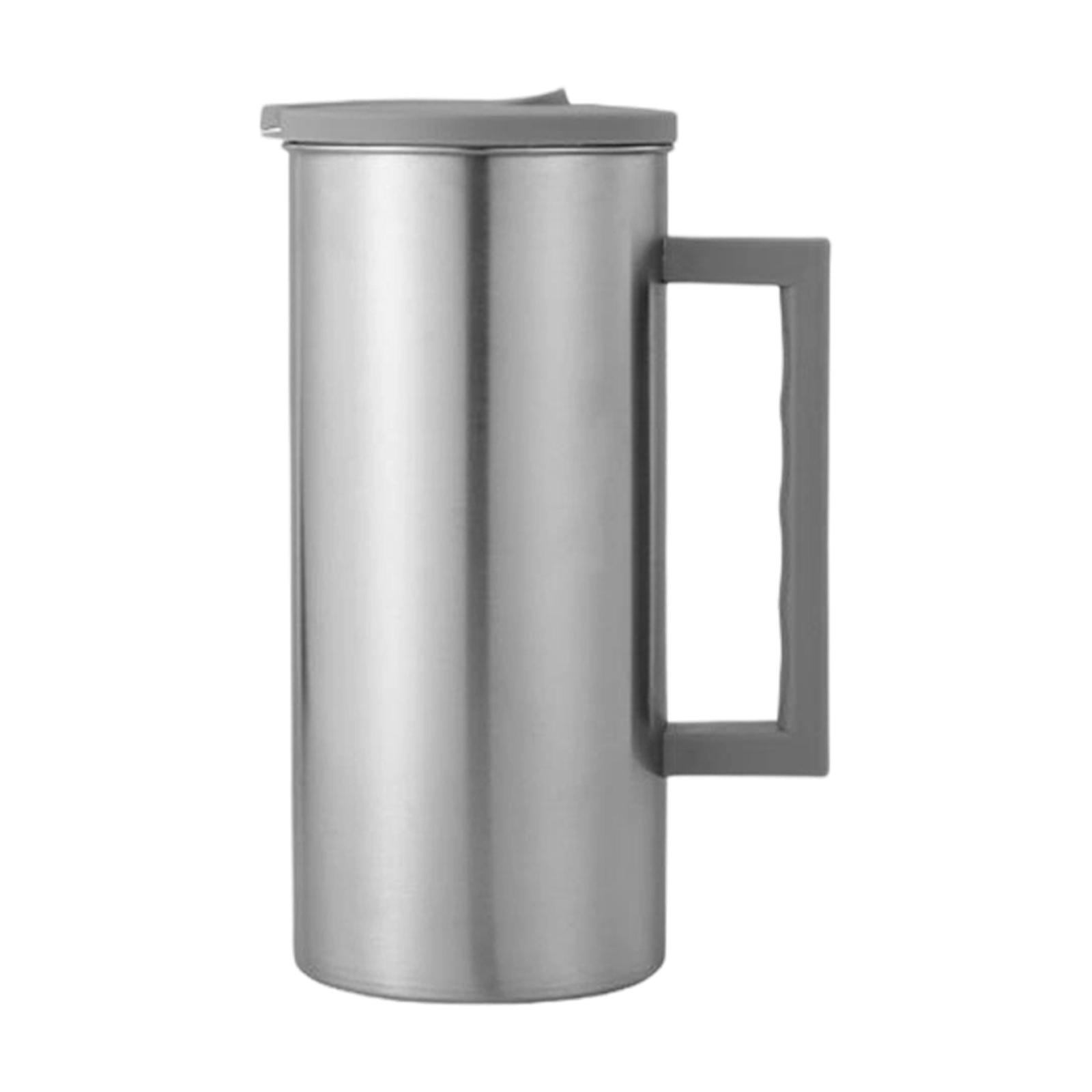 Fiocias Stainless Steel Pitcher Cold Water Kettle Versatile 1600ml Water Bottle with Lid
