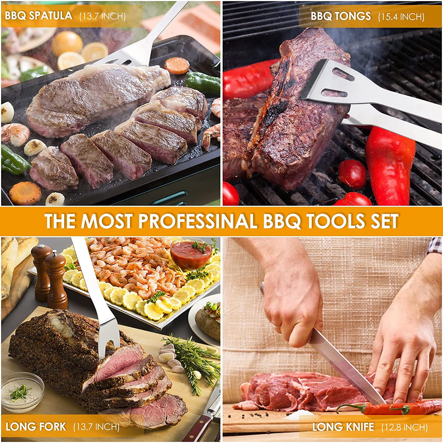 21 Pieces Complete Grill Accessories Kit, Very Best Grill Gift on Birthday Wedding - Professional BBQ Accessories Set for Outdoor Camping Grilling