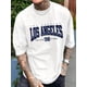 thumbnail image 1 of 1pc Men'S Casual Los Angeles Print T-Shirt, Polyester Crew Neck Short Sleeve Tee with Slight Stretch, Knit Fabric Summer Top for Adults, 1 of 6