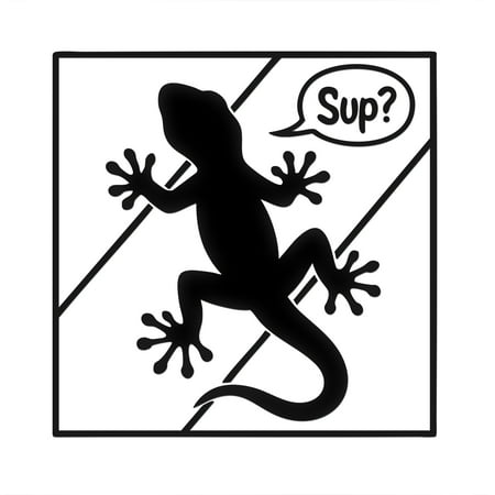2 Pcs - No Background - Waterproof Car Sticker Decal of Gecko Speech Bubble laptop planner journal scrapbooking (Black 4.8 x 4.8 ) |K16602BL