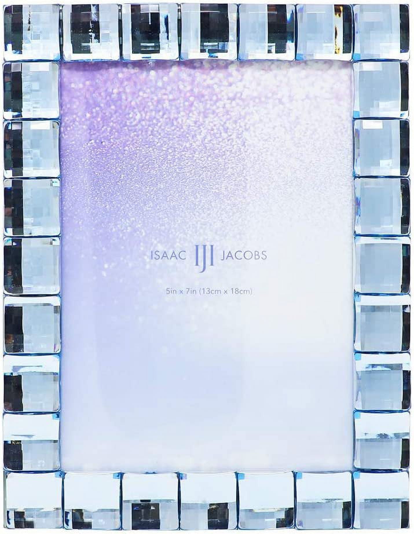 Isaac Jacobs Decorative Sparkling Light Blue Jewel Picture Frame, Photo Display & Home Décor 5x7