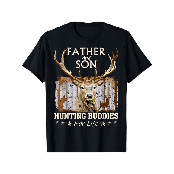 Father and Son Hunting Buddies Deer Graphic Men's Short Sleeve T-Shirt