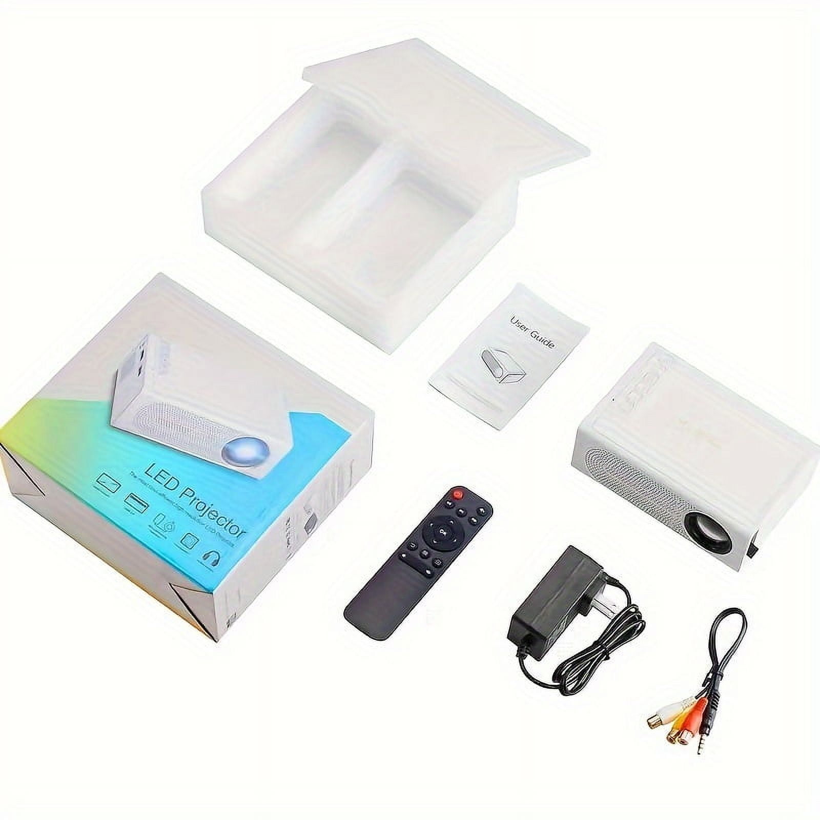 Portable Mini Projector, 1080P 4K Full HD Horizontal Correction, 120 Inch Display Smart Film And Television Projector Compatible With Phone/computer/TV Stick/HDMI/USB/Audio.(White)