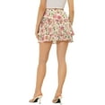 thumbnail image 4 of INSPIRE CHIC Women's 2023 Floral Tiered Ruffle Skirts Cute Summer Flowy Chiffon Mini Skirt L Pinks, 4 of 7
