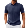 thumbnail image 4 of Men Polo Shirts Short Sleeve Quarter Button Up Polo Tees Basic Blue Clothes for Men, 4 of 4