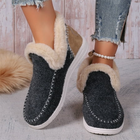Womens Fuzzy Bootie Slippers Ladies Winter Warm Fluffy House Shoes Silp On Comfortable Casual Loafers Low Top Sneakers Fashion Ankle Boots Clearance Sale
