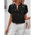 thumbnail image 5 of Womens Summer V Neck Short Sleeve Tops Dressy Elegant Casual Shirts Black L, 5 of 7