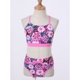 thumbnail image 5 of inlzdz Girls Tropical Print Bikini Set  Two Piece Swimsuits Summer Water Sport Swimwear Bathing Suits Gardenia Rose 14, 5 of 7