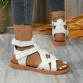 thumbnail image 5 of Viluyesy Gladiator Sandals for Womens, Wide Width Ankle Strap Open Toe Summer Beach Roman Flat Shoes White 5.5, 5 of 9