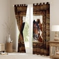 thumbnail image 3 of Homewish Teens Farmhouse Animal Horse Black Out Curtains,Lodge Cabin Curtains Pack of 2 (42x63 Each),Retro Vintage Bedroom Curtains,Super Cozy Room Decor, 3 of 6