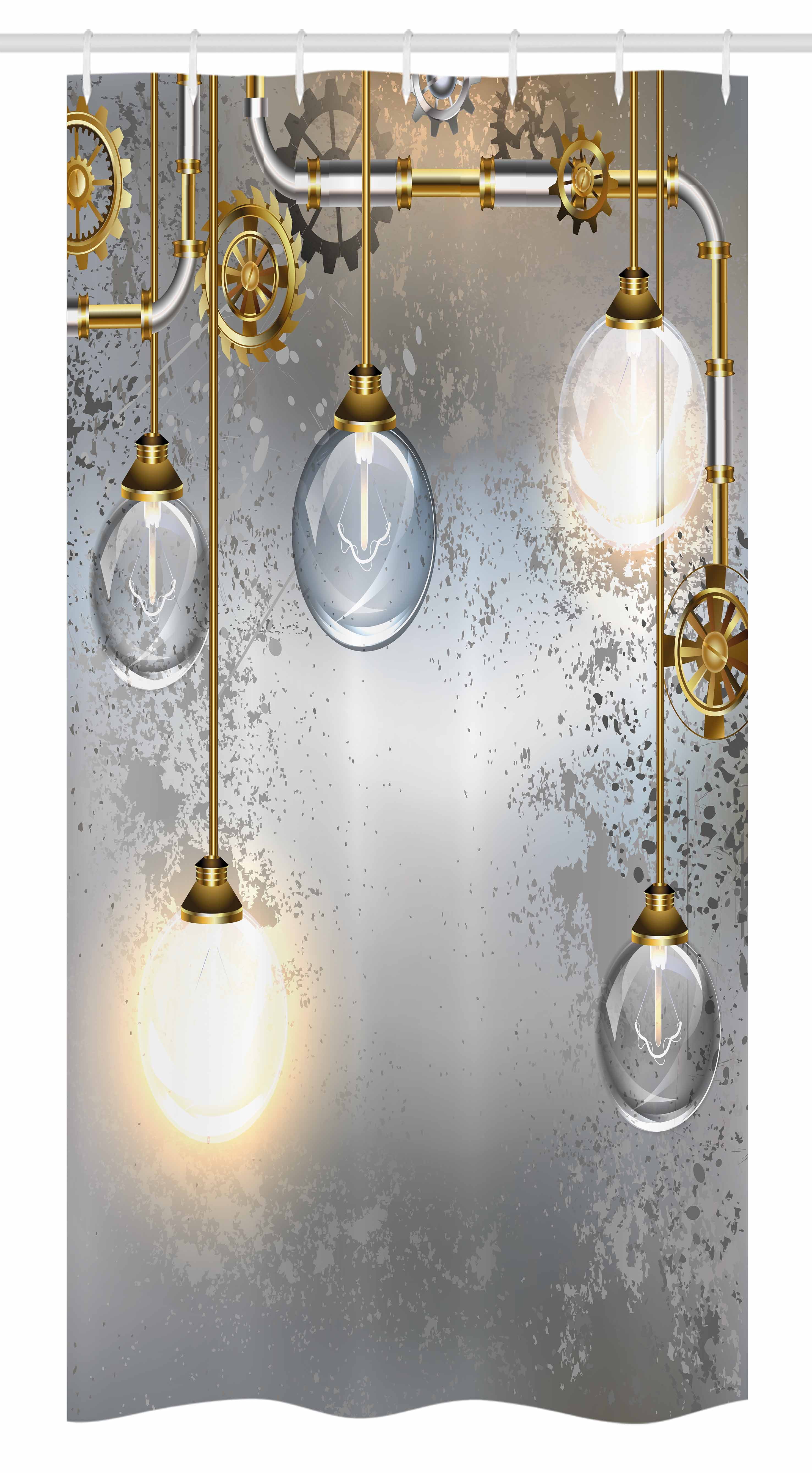 Industrial Stall Shower Curtain, Steampunk Style Antique Composition