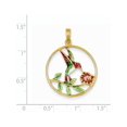 thumbnail image 4 of 14k Yellow Gold Enameled Hummingbird & Flower Round Frame (23x31mm) Pendant / Charm, 4 of 4