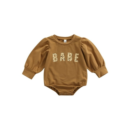 

Binpure Baby Girls Romper Long Sleeve Letters Print Casual Daily Bodysuit