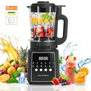 Blender for Kitchen, 55oz Countertop Blender 1200W Peak Power with Ice Crush & Smoothie Functions, Self-Cleaning Food Processor, Stainless Steel Blades, Black